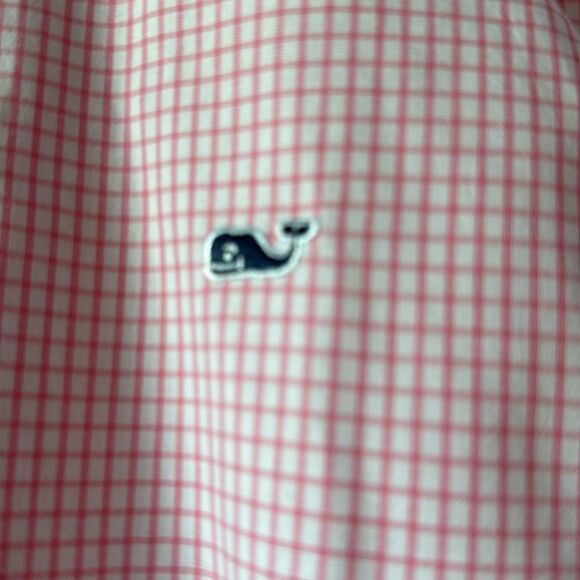 VINEYARD VINES WHITE PINK CHECK WHALE BUTTON UP SHIRT 100% COTTON BOY XL - Picture 3 of 8